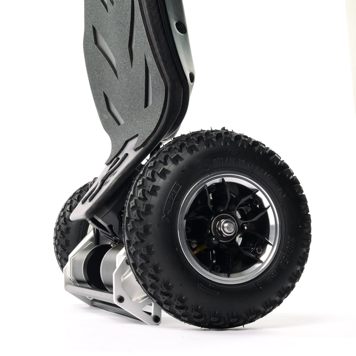 ONSRA all-terrain wheel, motor mount and deck, close-up