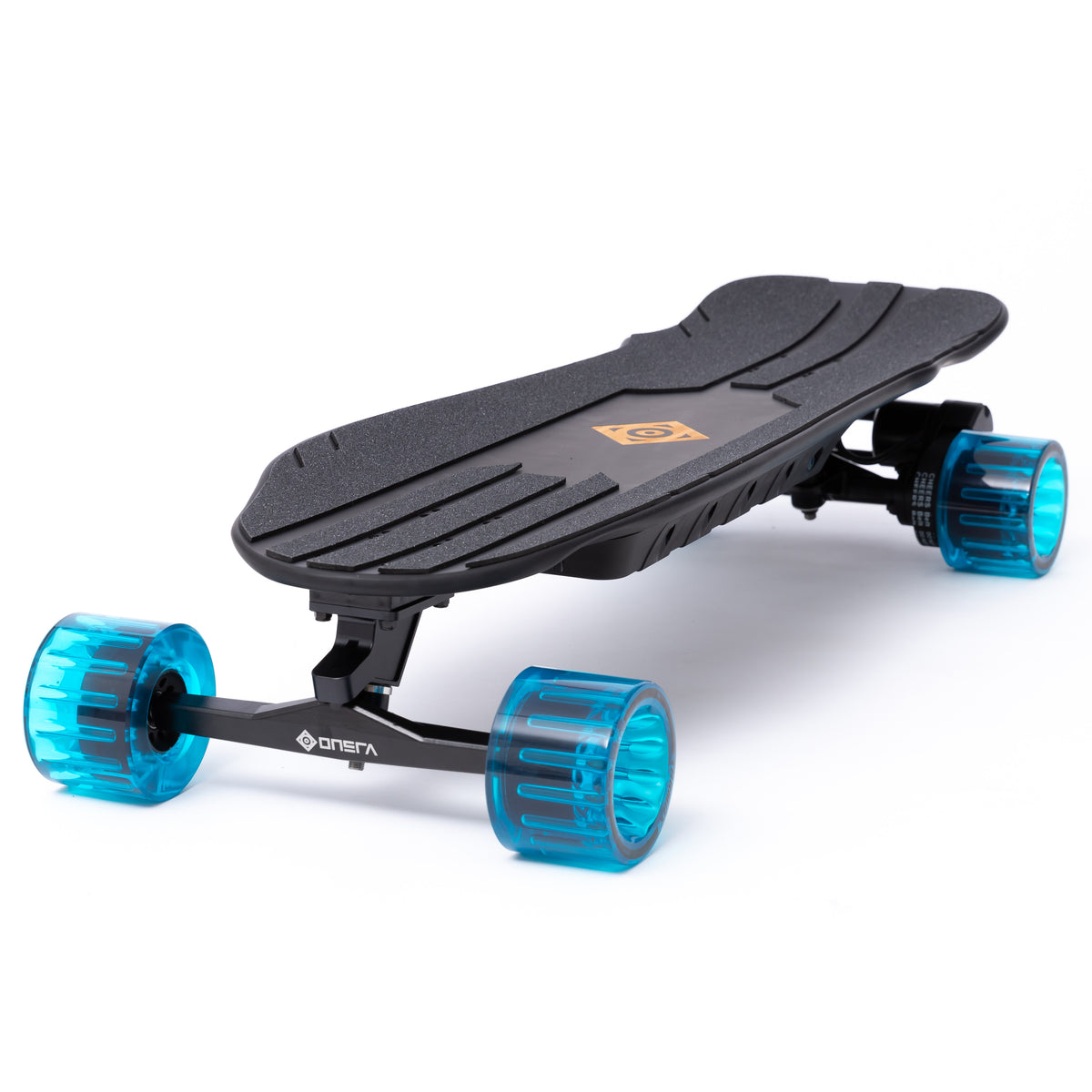 ONSRA Challenger Pro Street electric skateboard with blue TARMAX wheels