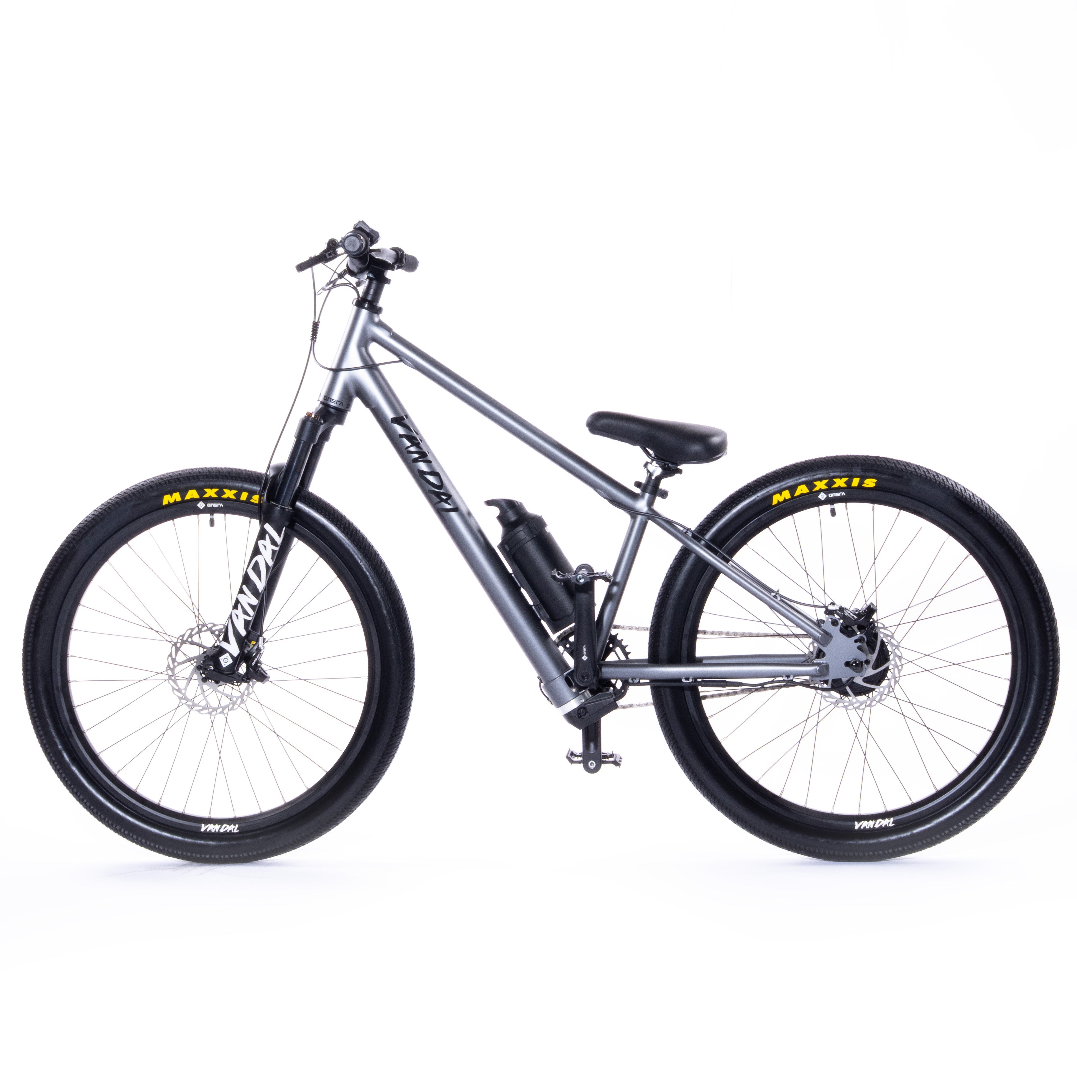 VANDAL electric bike with lightweight chromoly frame, hidden battery, and optional extended range battery for city and off-road riding.