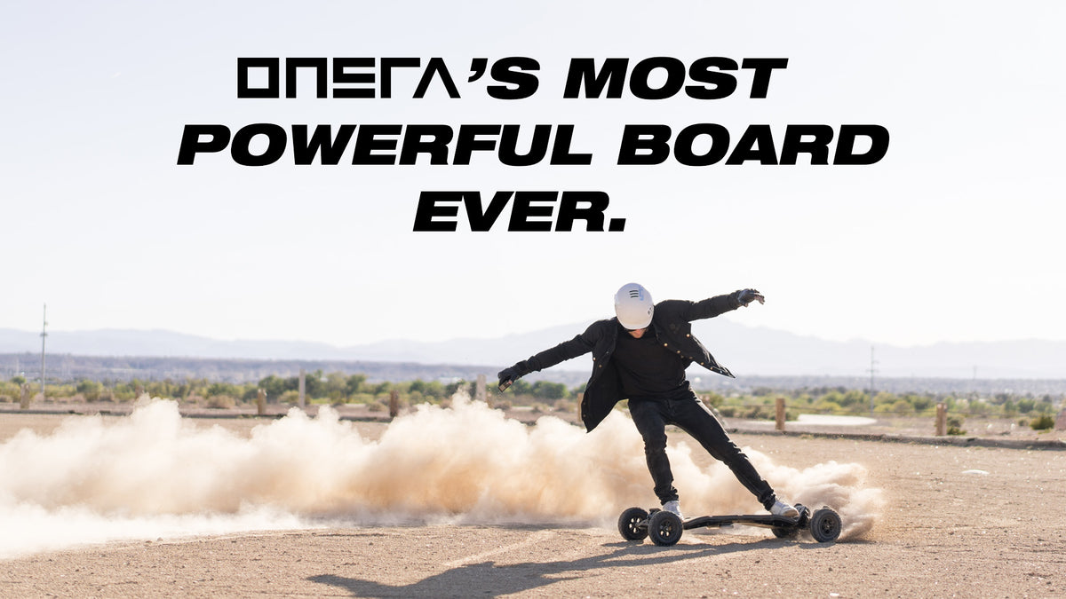 Rider on an ONSRA VELAR in the desert – ONSRA’s most powerful board ever